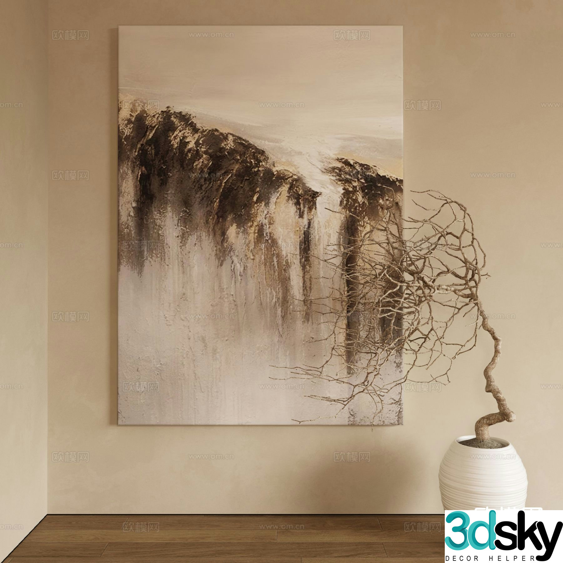 Wabi-sabi art painting texture painting decorative painting 3d model
