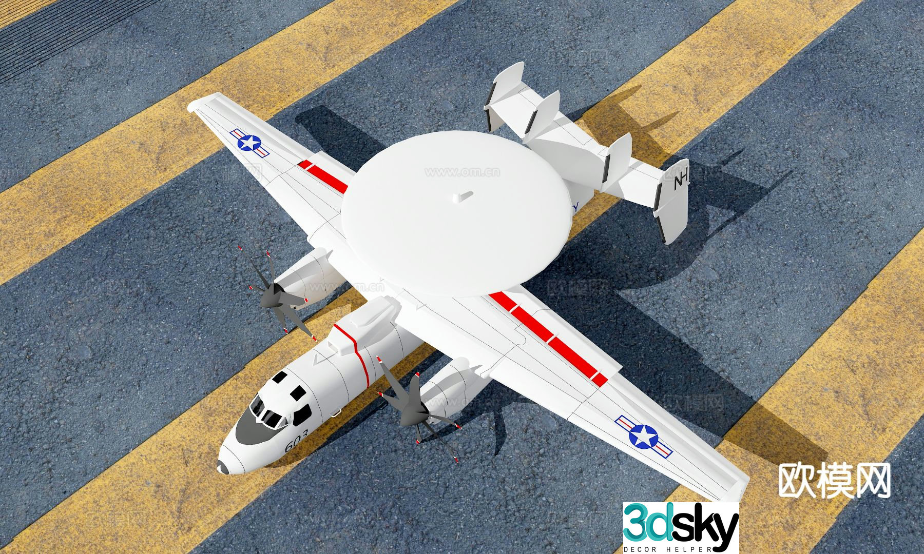 Modern carrier-based early warning aircraft hawkeye aircraft early warning aircraft 3d model