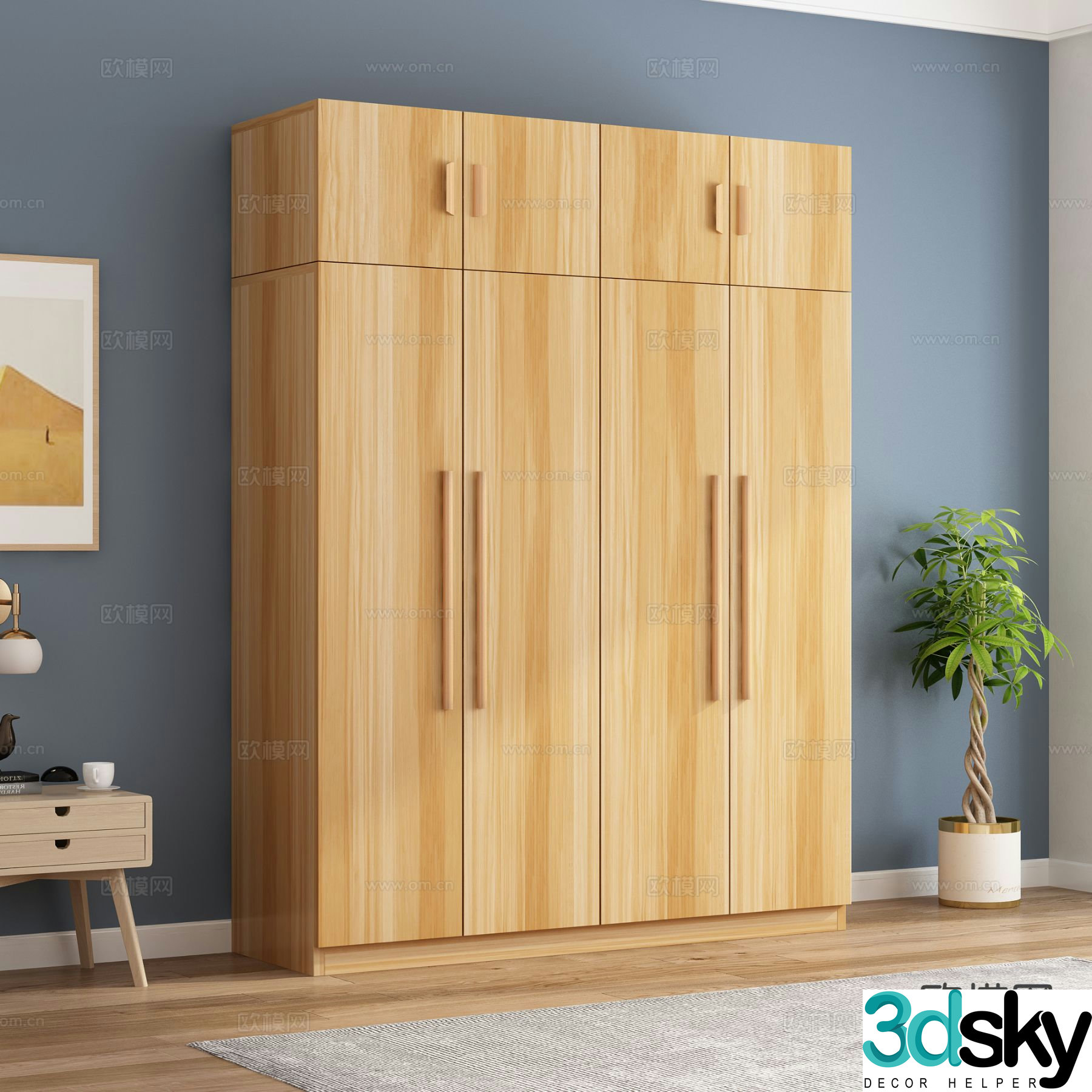 Log style wardrobe solid wood wardrobe 3d model