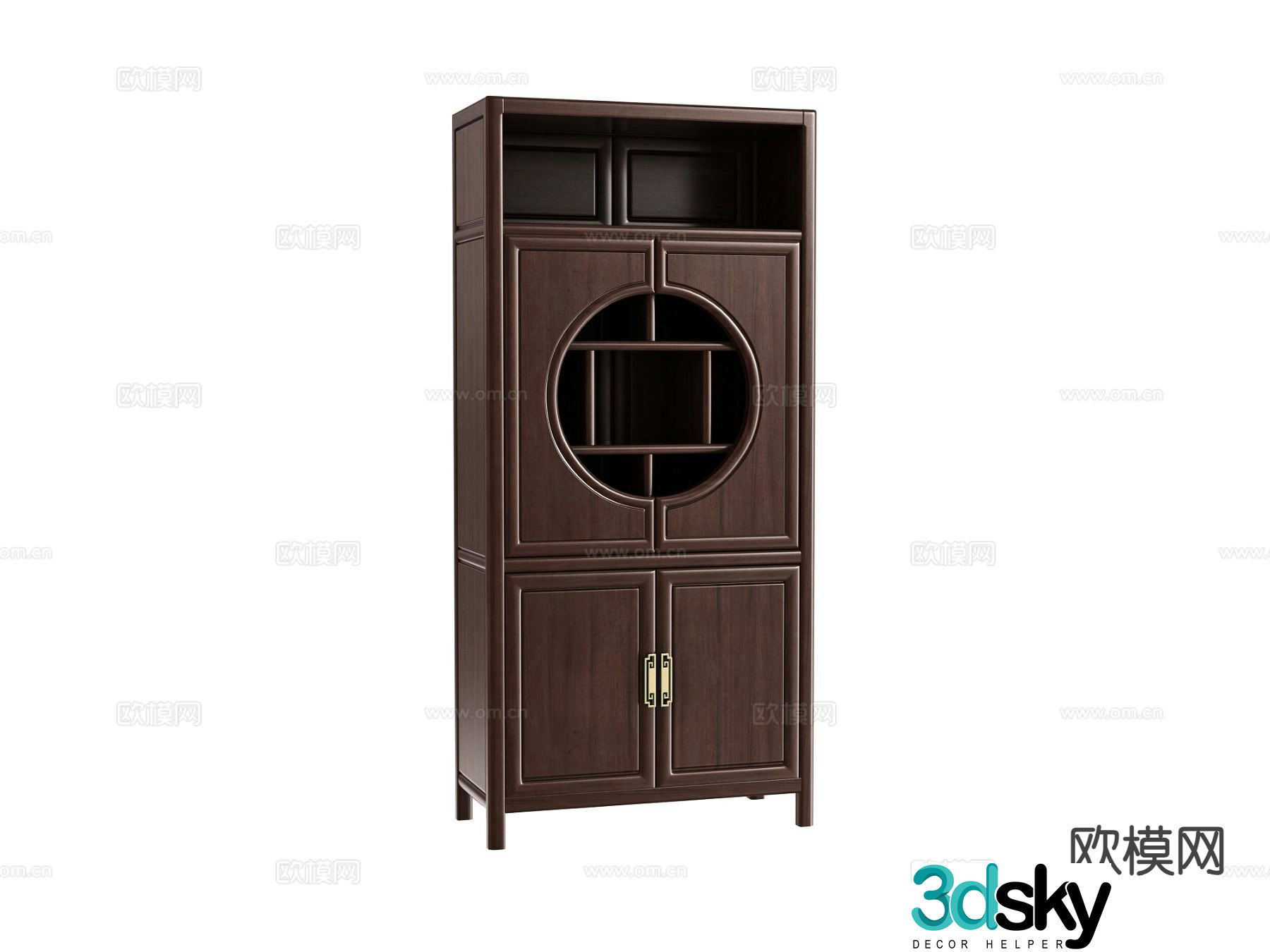 New Chinese style hall cabinet bookcase middle cabinet 3D model