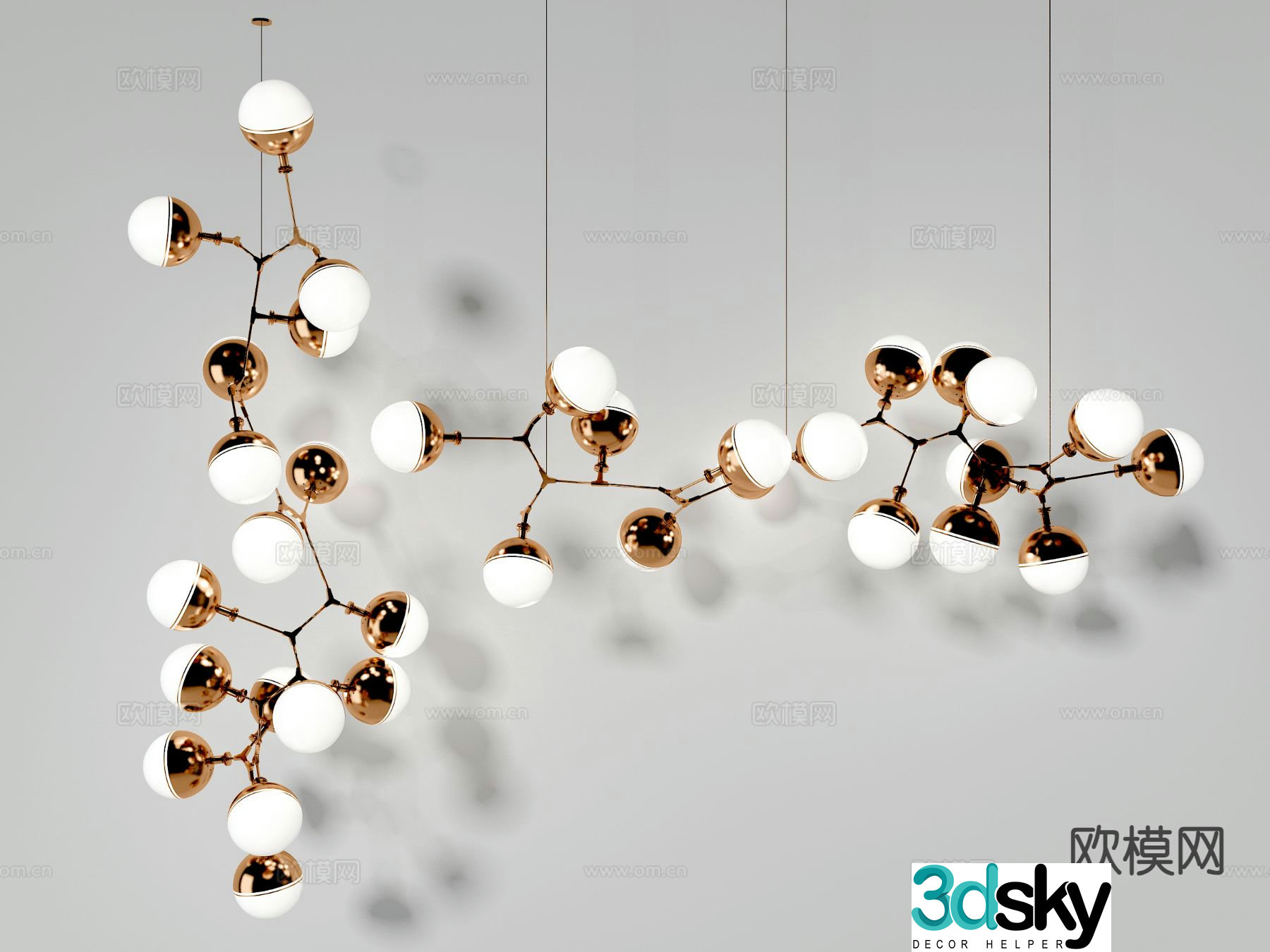 Light luxury multi-head chandelier art chandelier 3d model