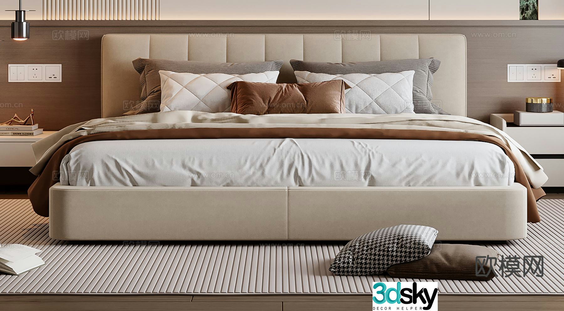 Modern double bed 3d model
