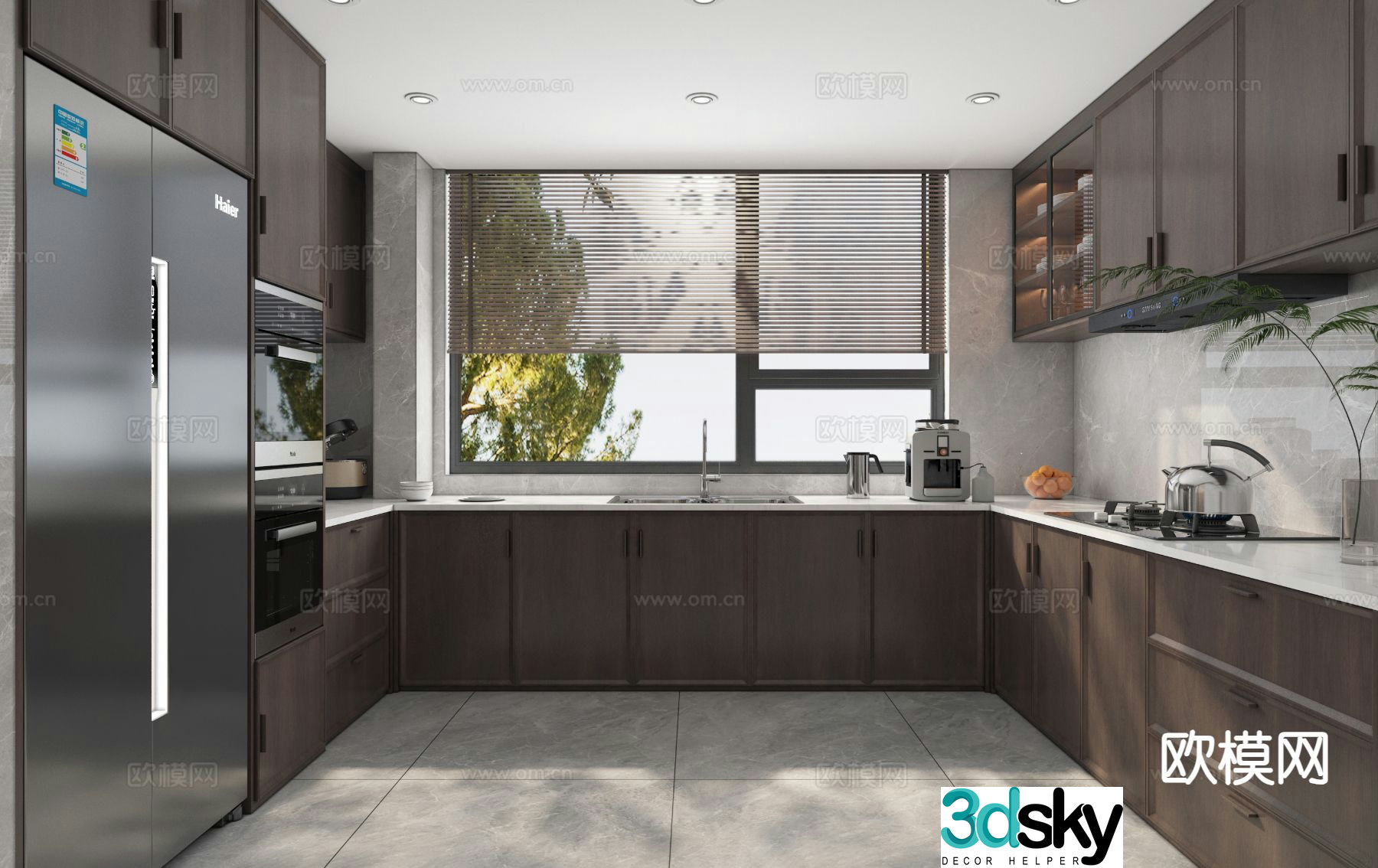 New Chinese style kitchen cabinet 3d model