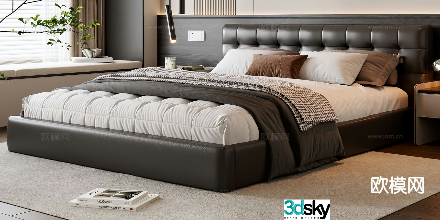 Modern double bed 3d model