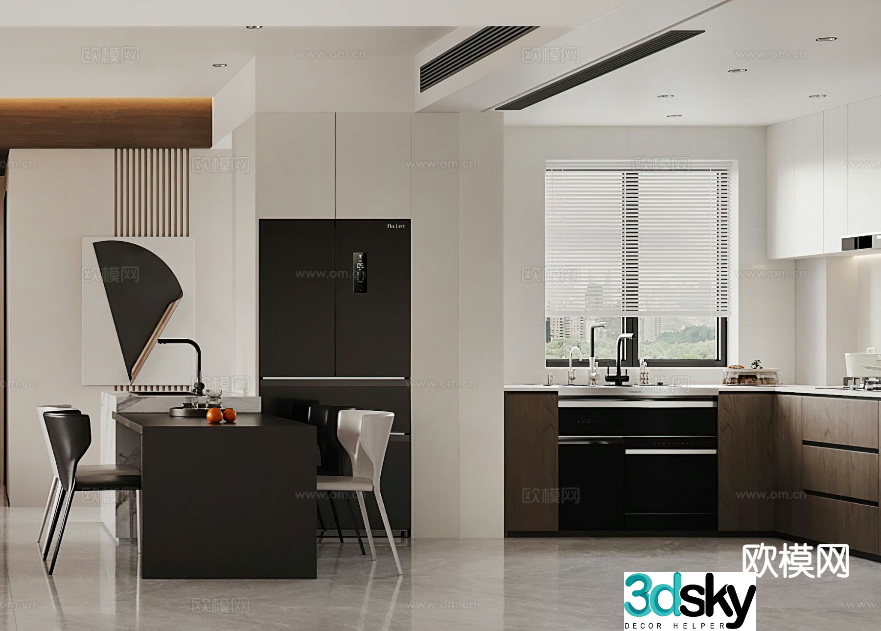 Modern open kitchen western kitchen 3d model