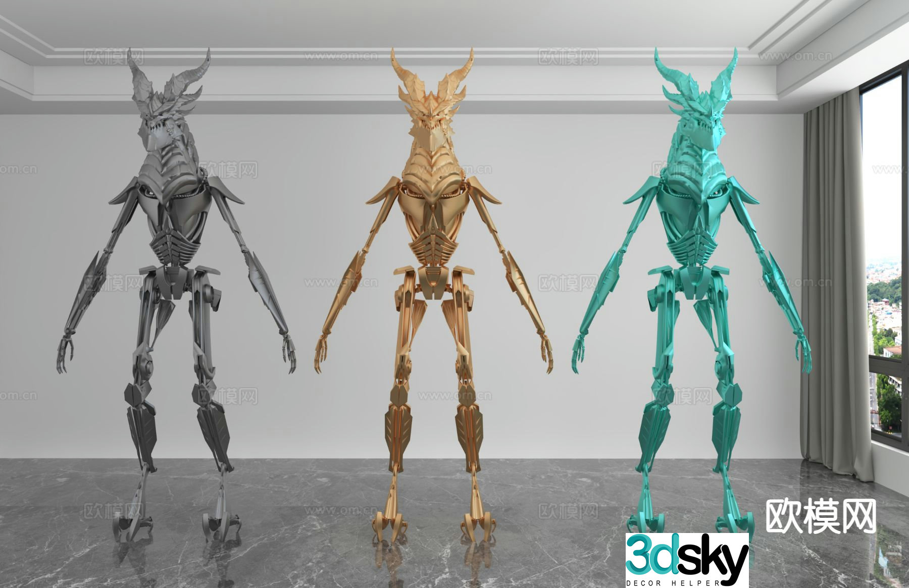 3D model of modern monster trendy ornaments