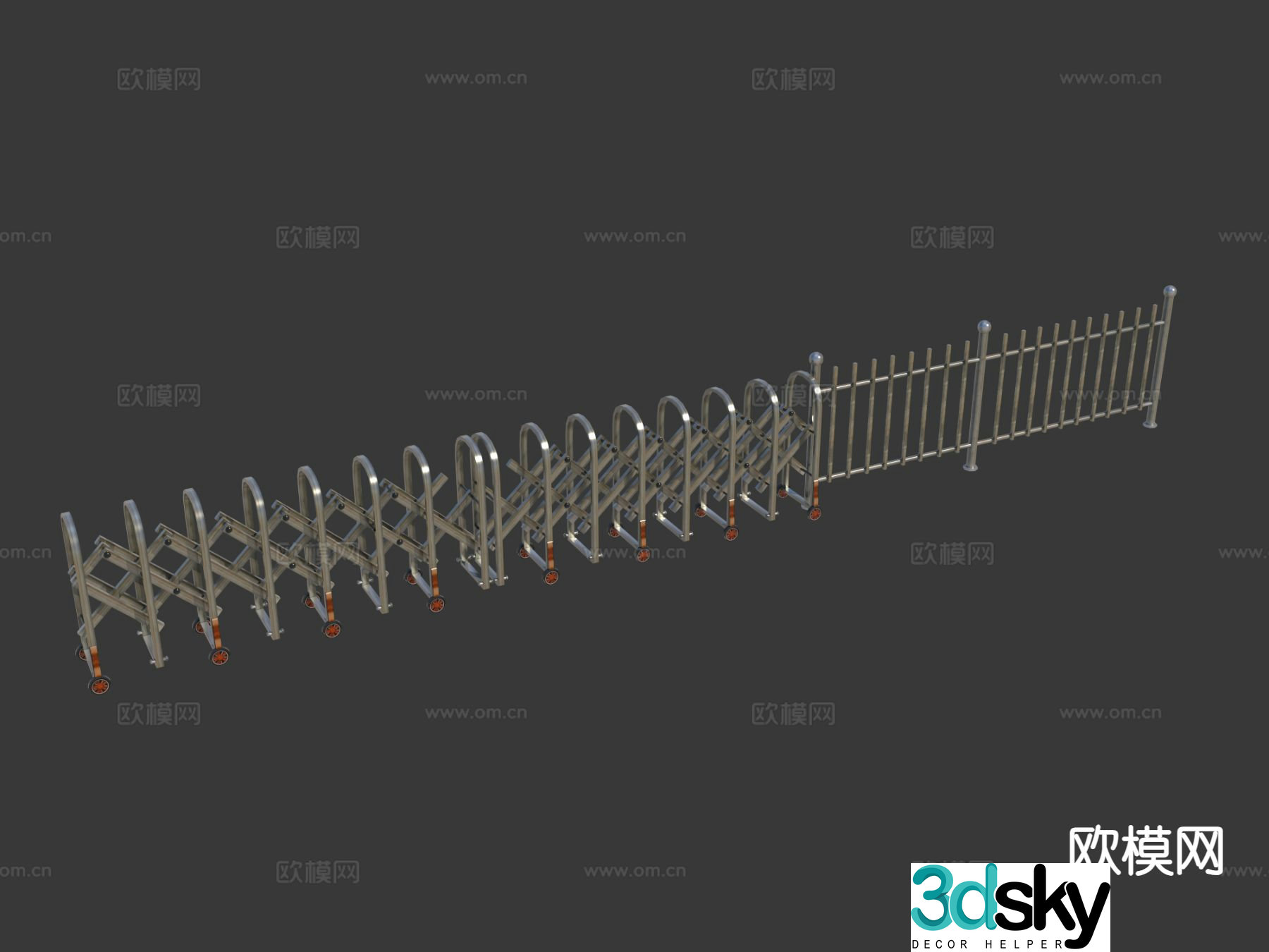 automatic gate fence fence railing 3d model
