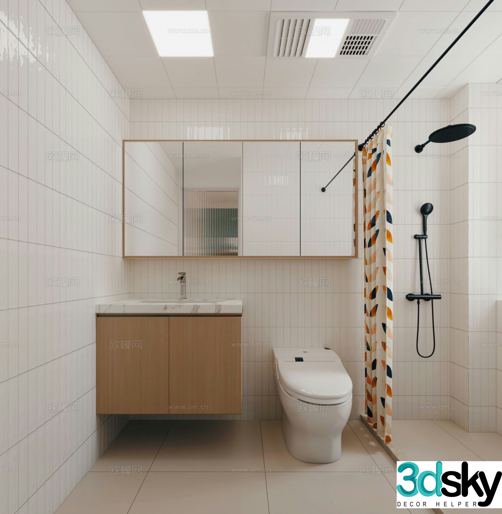 Nordic toilet bathroom toilet 3d model