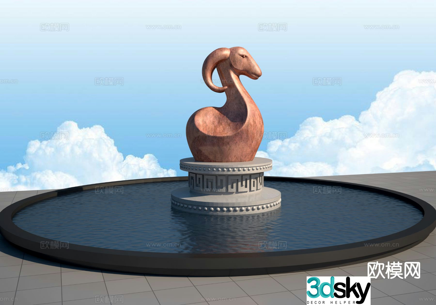 Zodiac sign sheep sculpture 3d model
