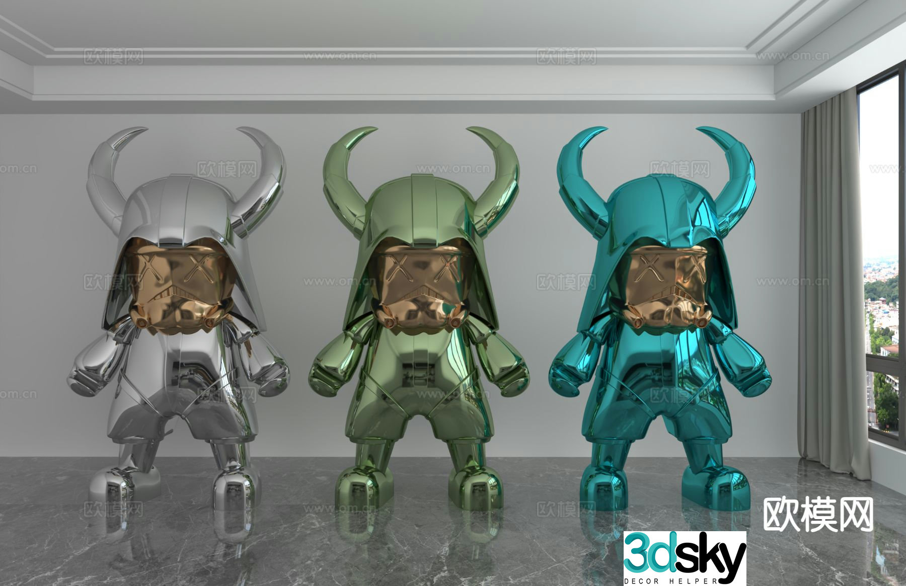 Modern color laser doll trendy toy ornament 3D model