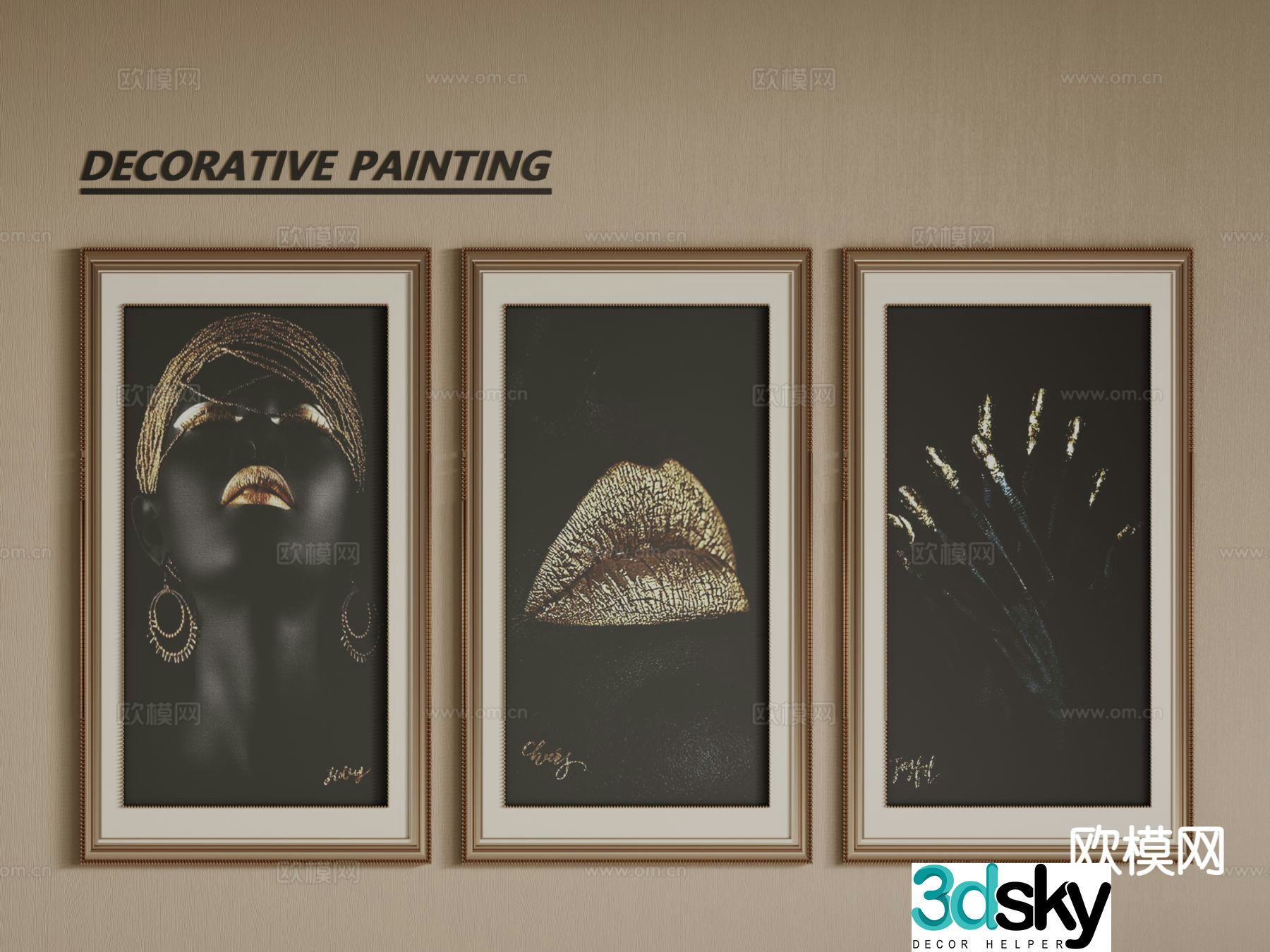 European decorative painting frame painting entrance hanging painting 3D model
