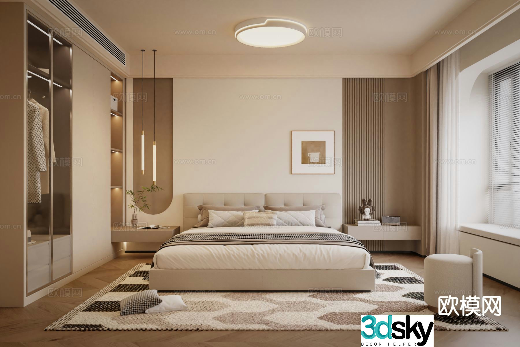 Cream style bedroom master bedroom 3d model