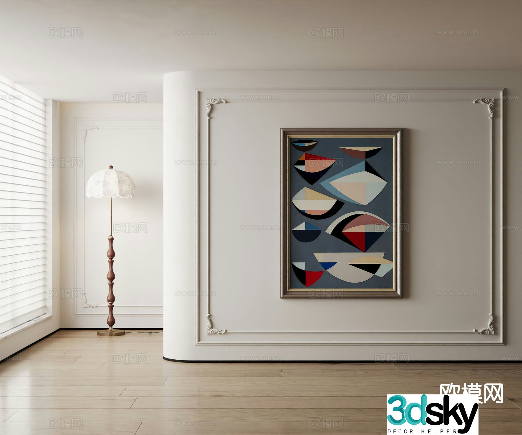American decorative painting geometric abstract painting 3d model