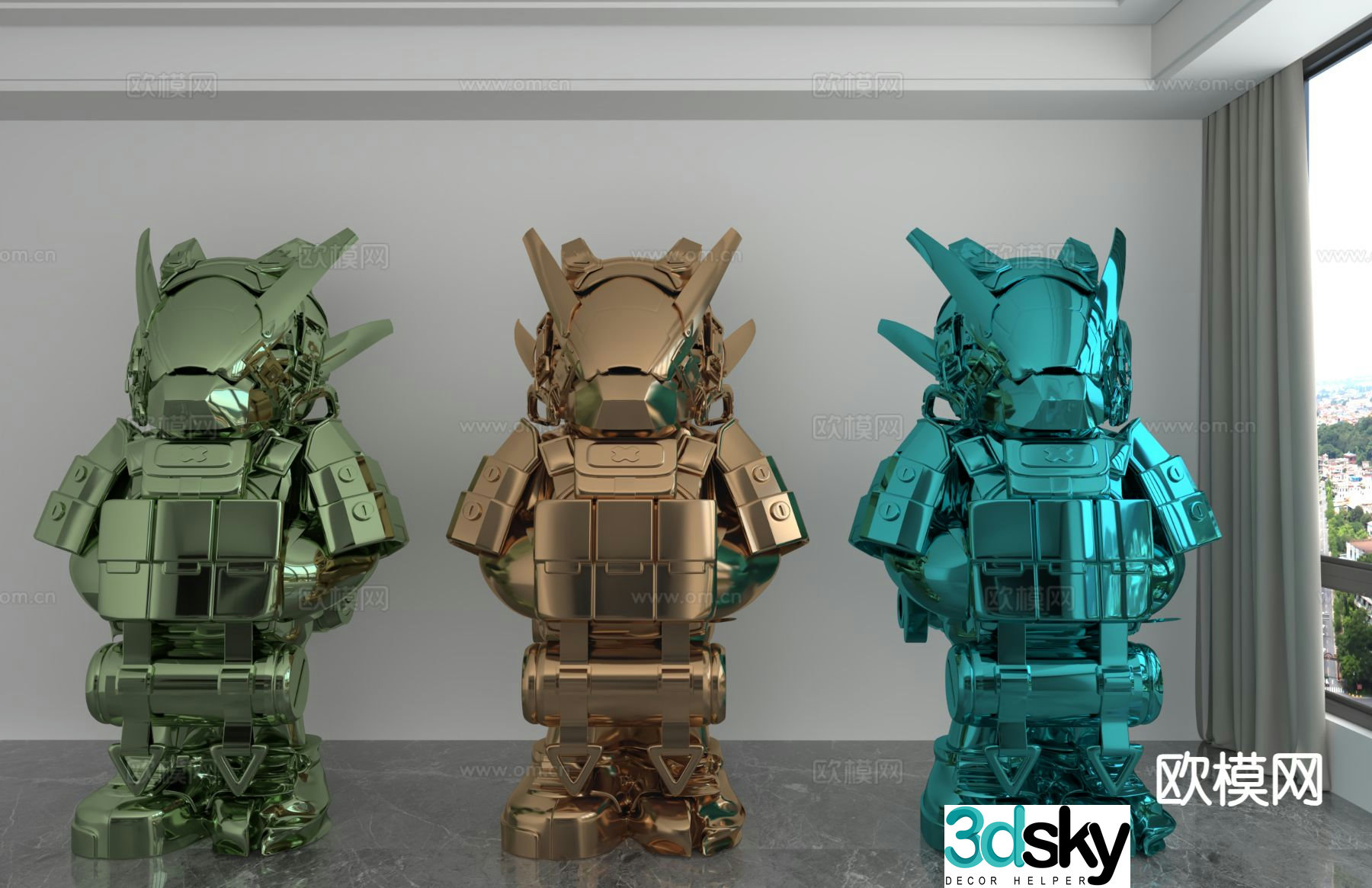 Modern color laser astronaut trendy ornament 3D model