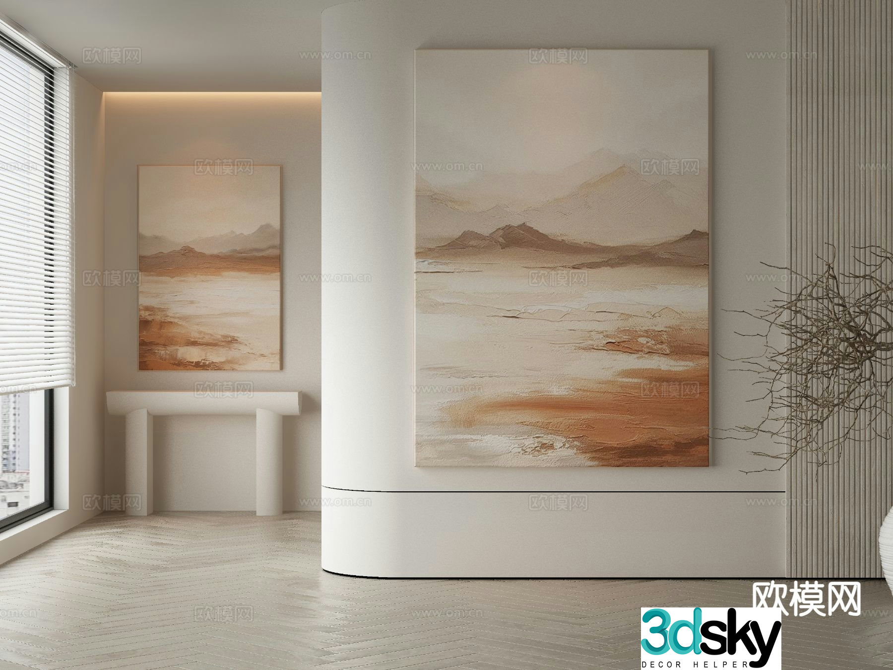 Modern decorative painting landscape oil painting 3d model