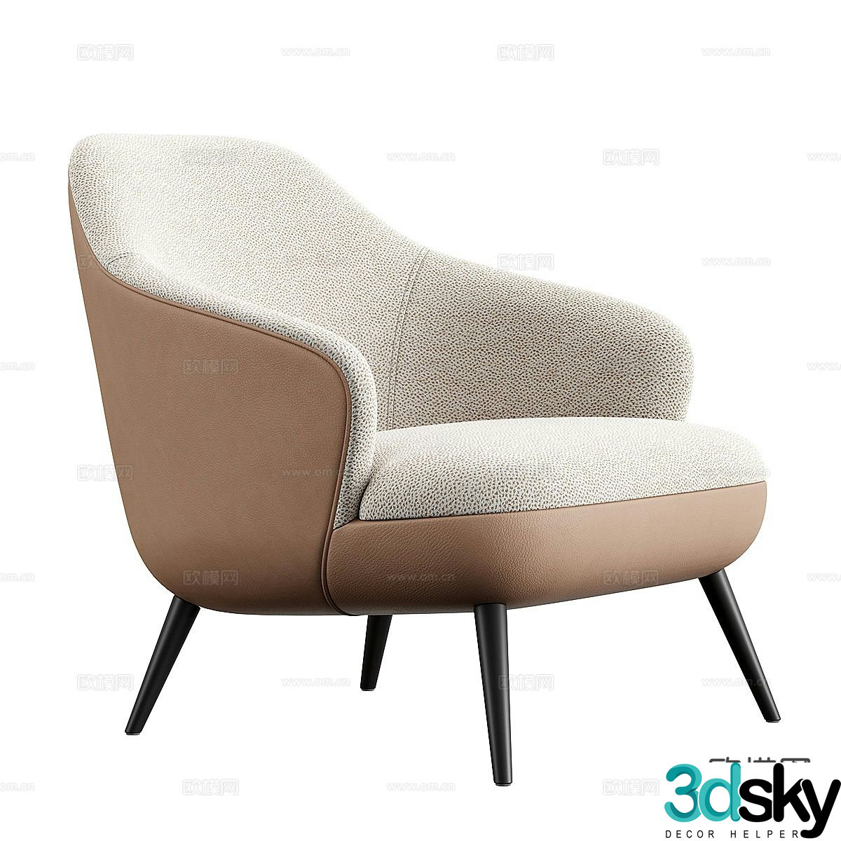 Italian style chair leisure chair 3d model