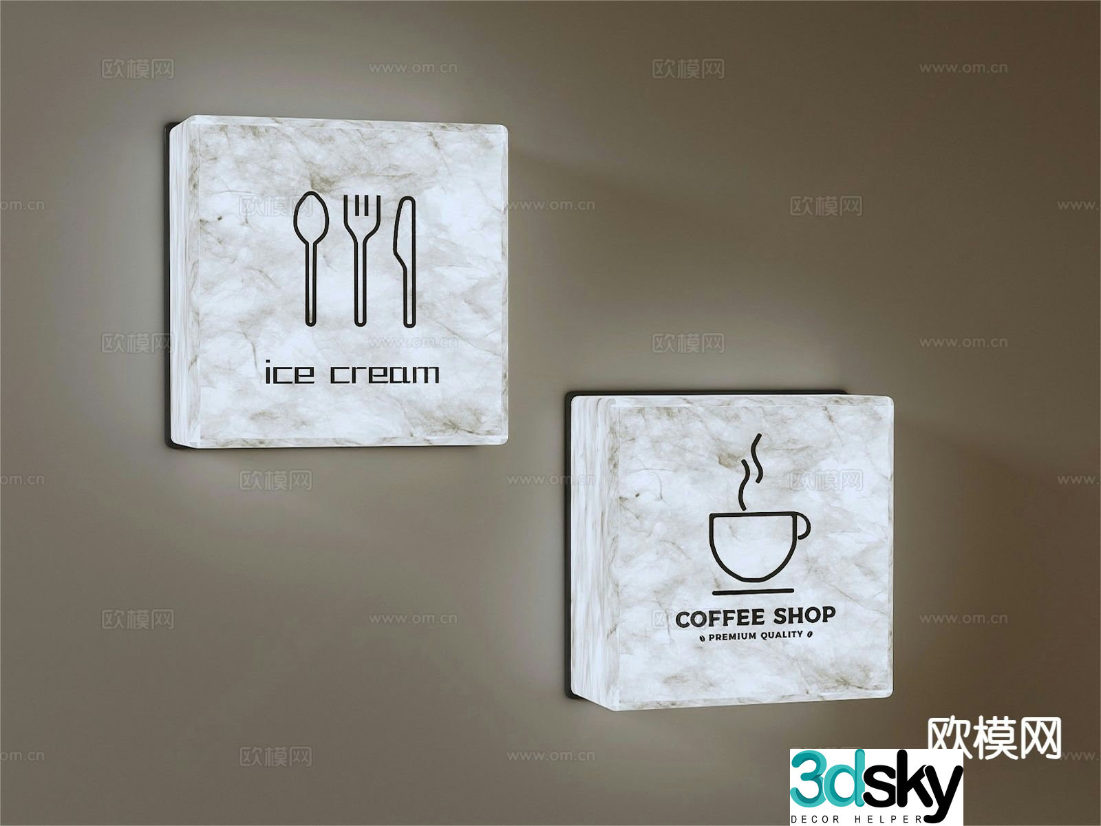 Modern Dupont paper light box coffee shop light box 3d model