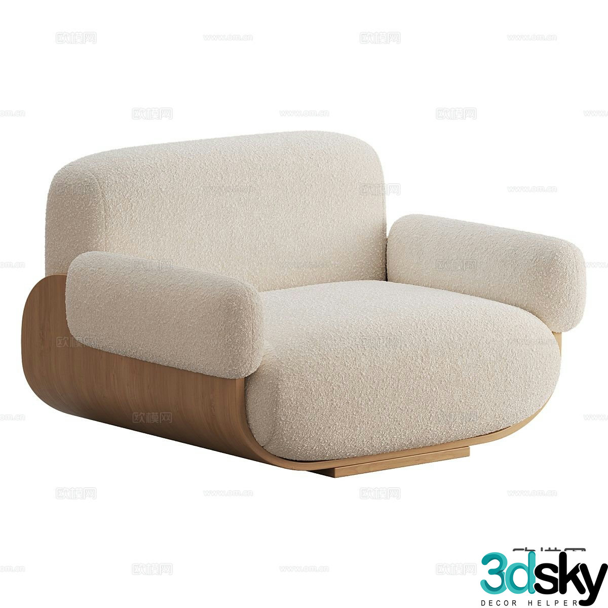 Cream style single sofa 3d model