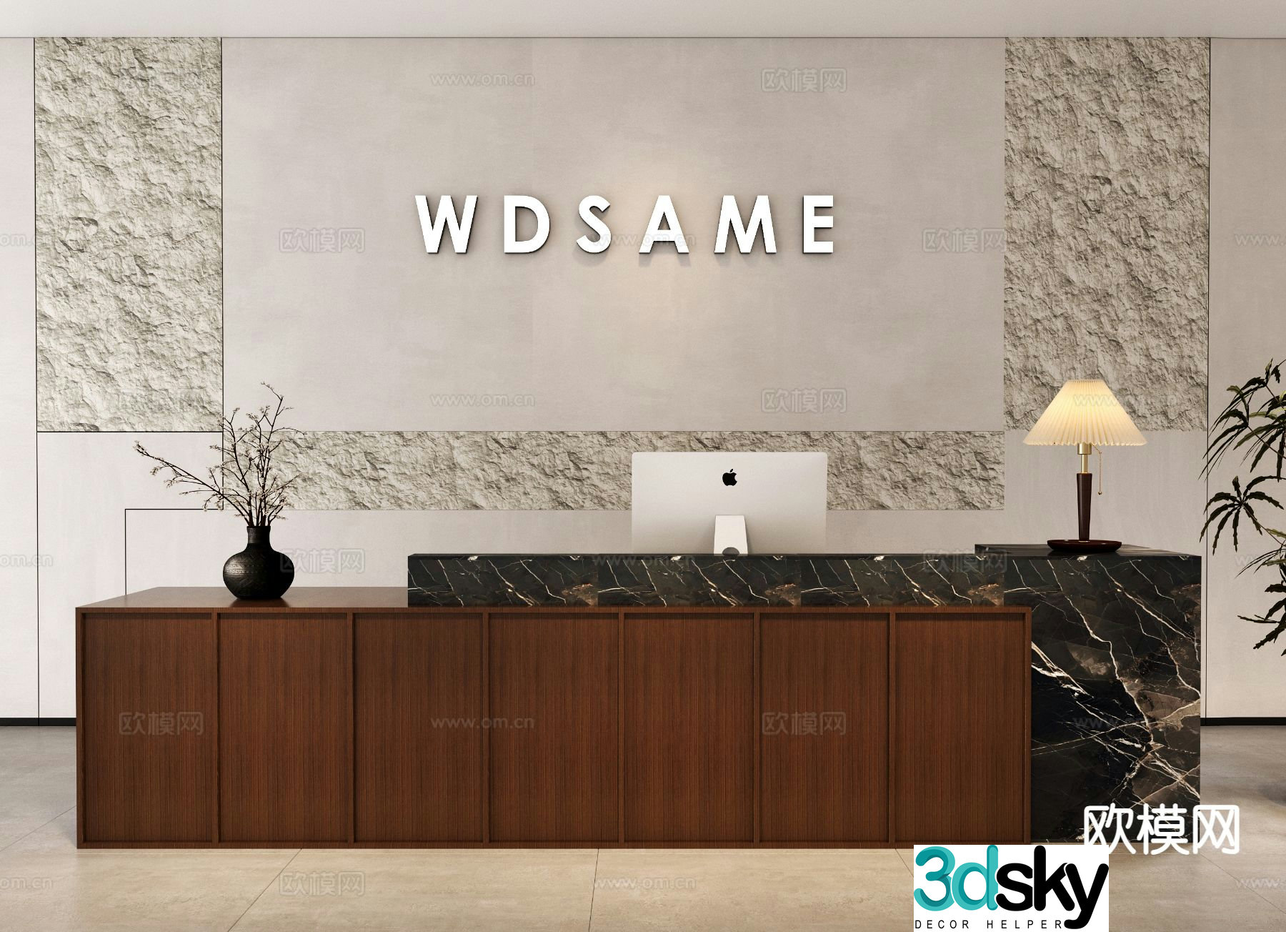 Medieval style front desk reception desk information desk 3D model