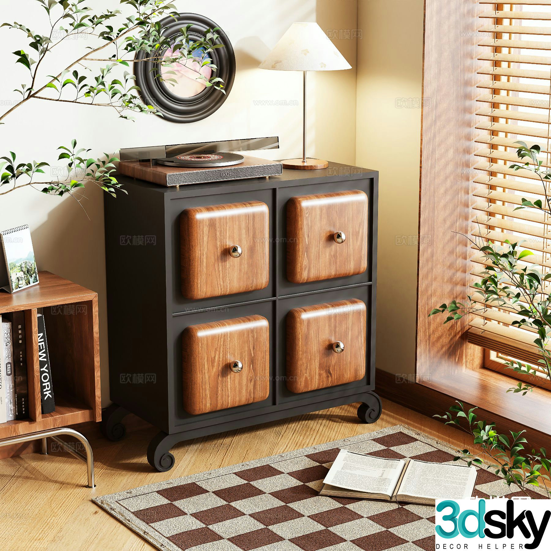 Medieval style side cabinet and entrance cabinet 3D model