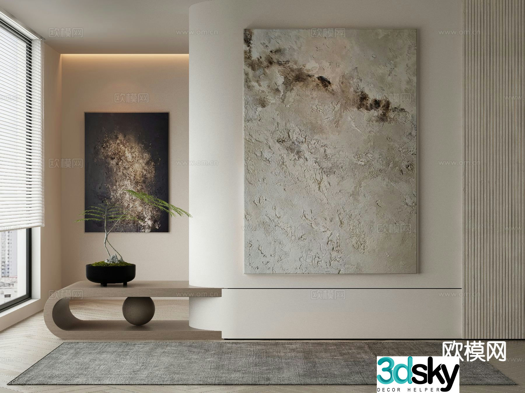 Modern decorative painting texture painting 3d model