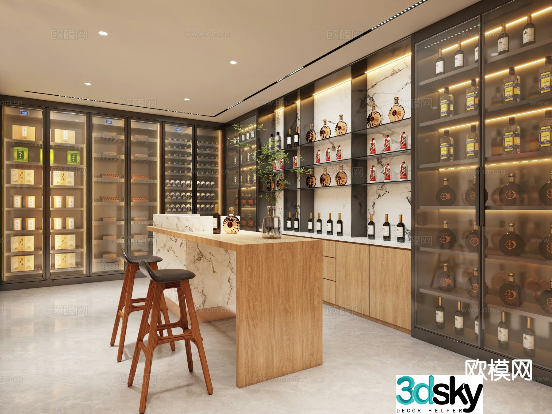 Modern red wine cellar cold storage room constant temperature room 3D model