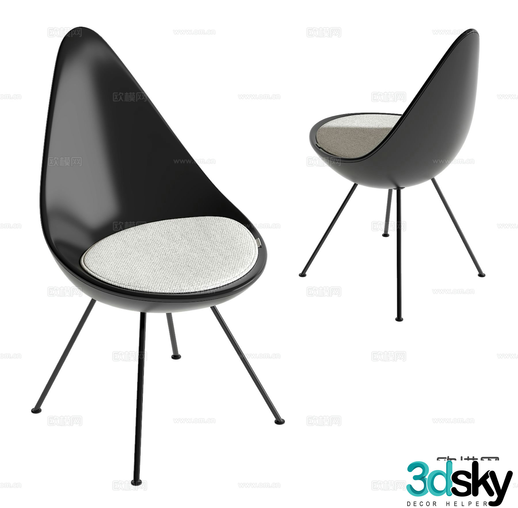 Modern chair leisure chair dining chair 3d model