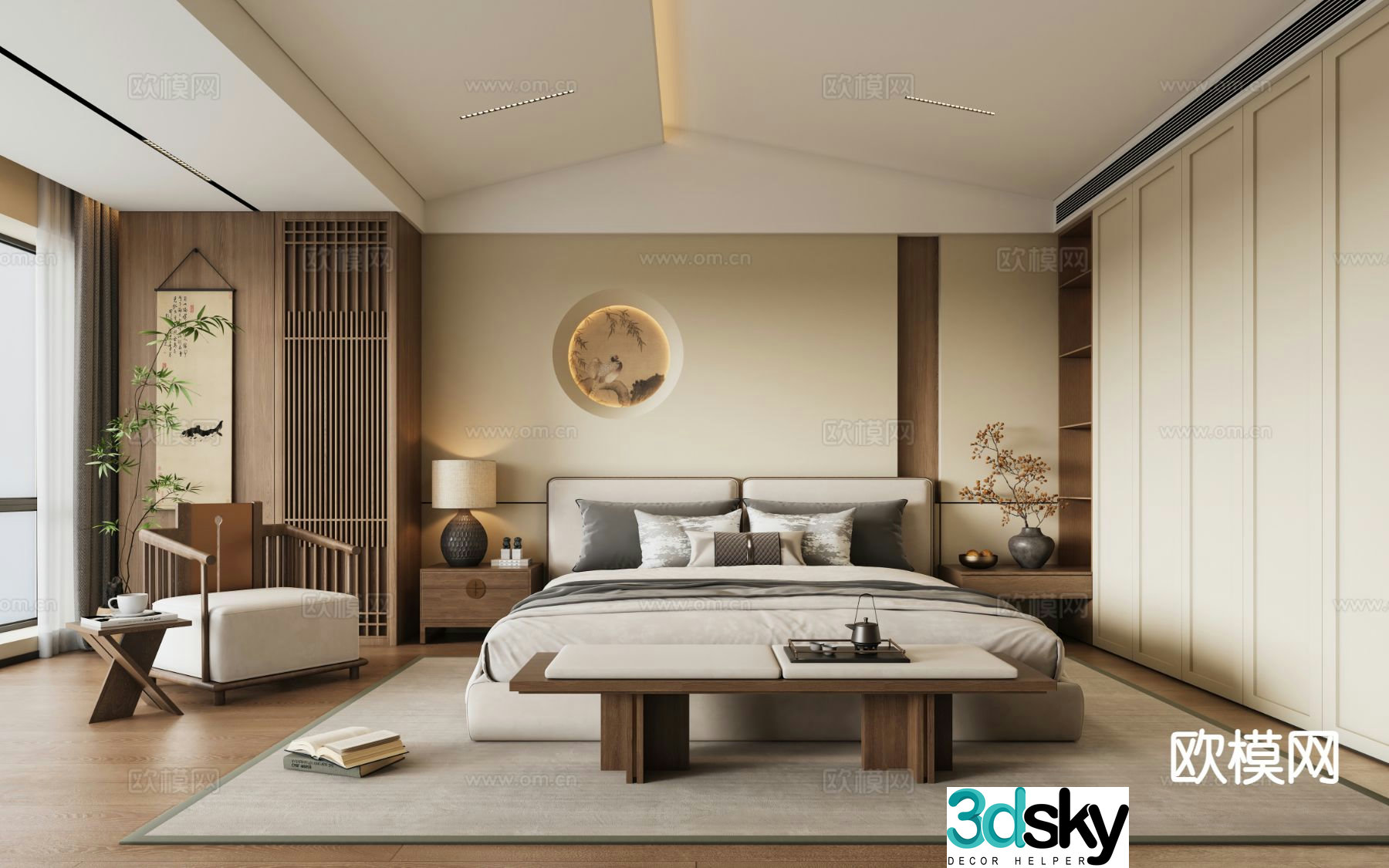 New Chinese style bedroom master bedroom Song style bedroom 3d model
