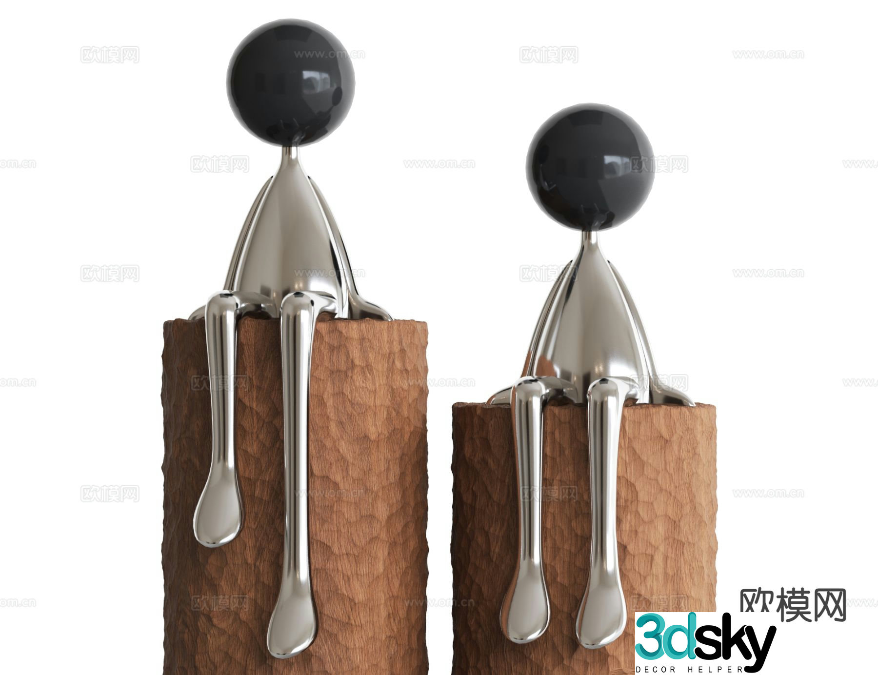 Modern metal sculpture art ornament 3d model
