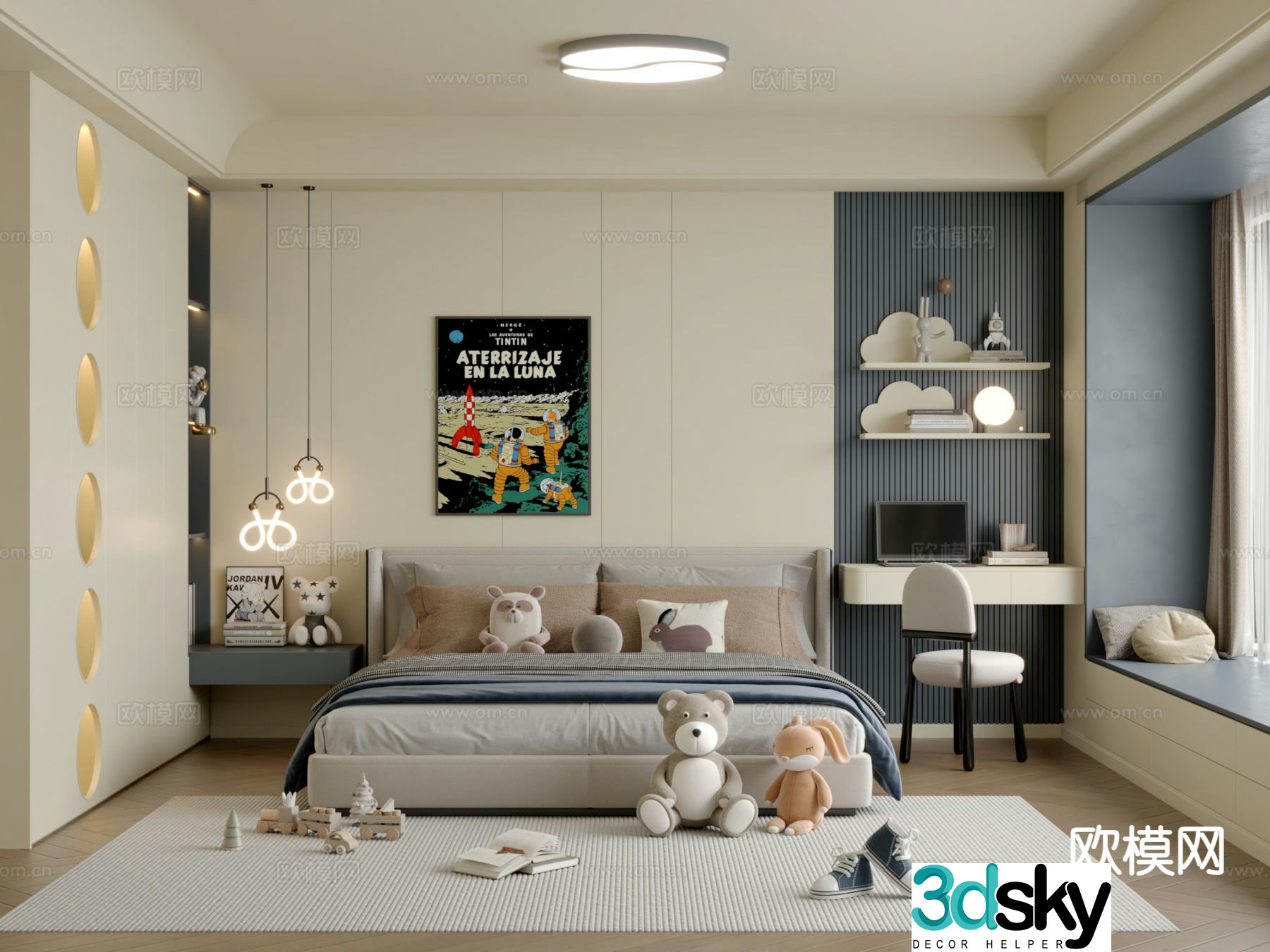 Modern children’s room kid’s room boy’s room 3d model
