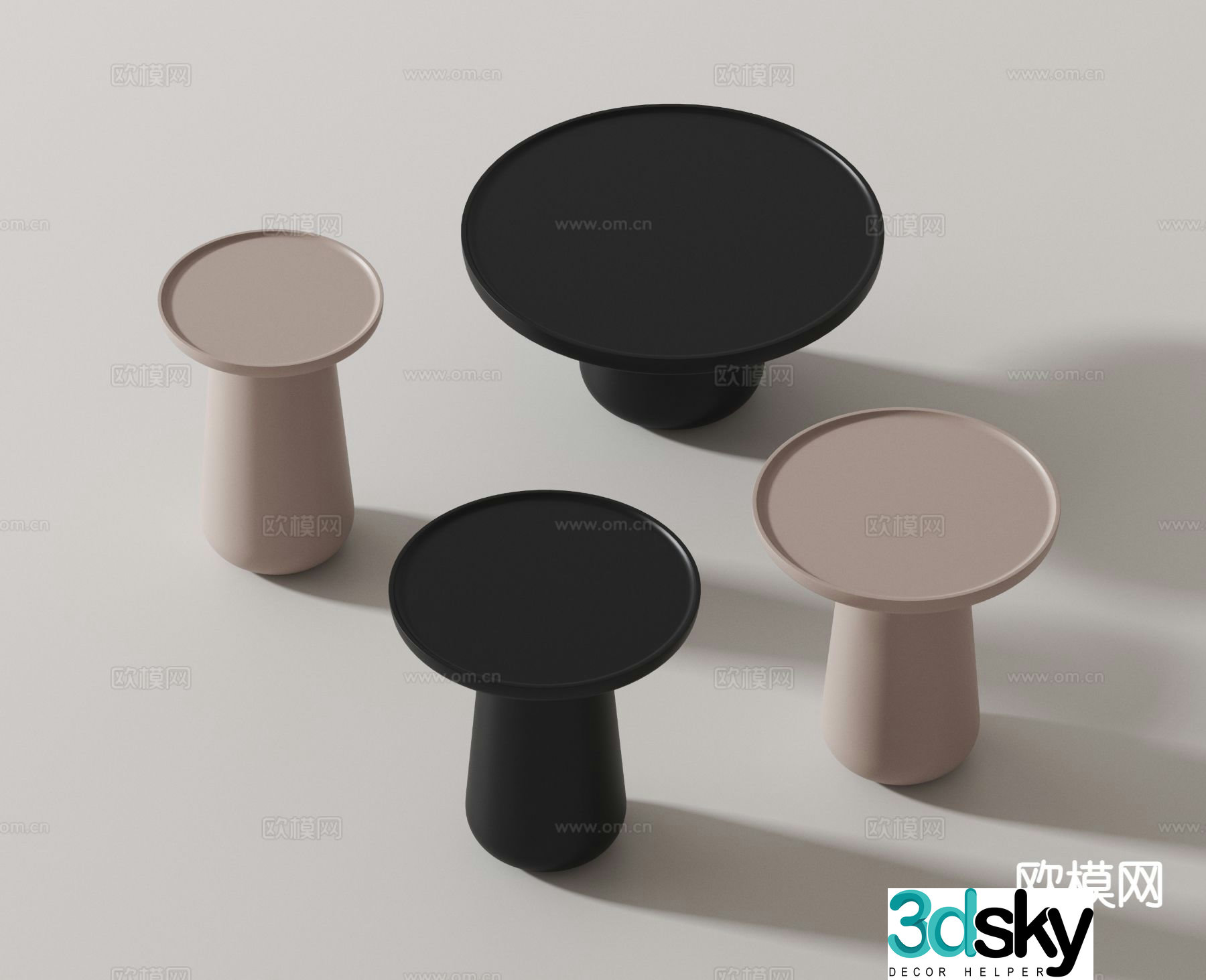 Modern round coffee table side table 3d model