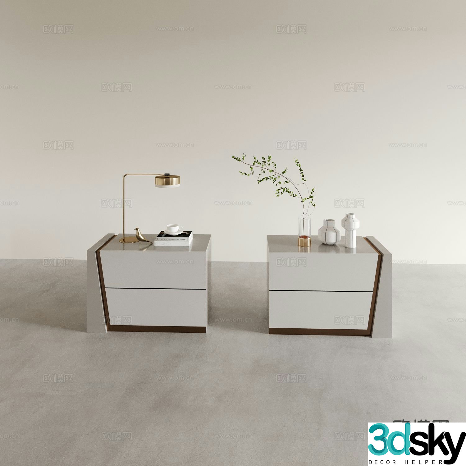 Modern bedside table 3d model