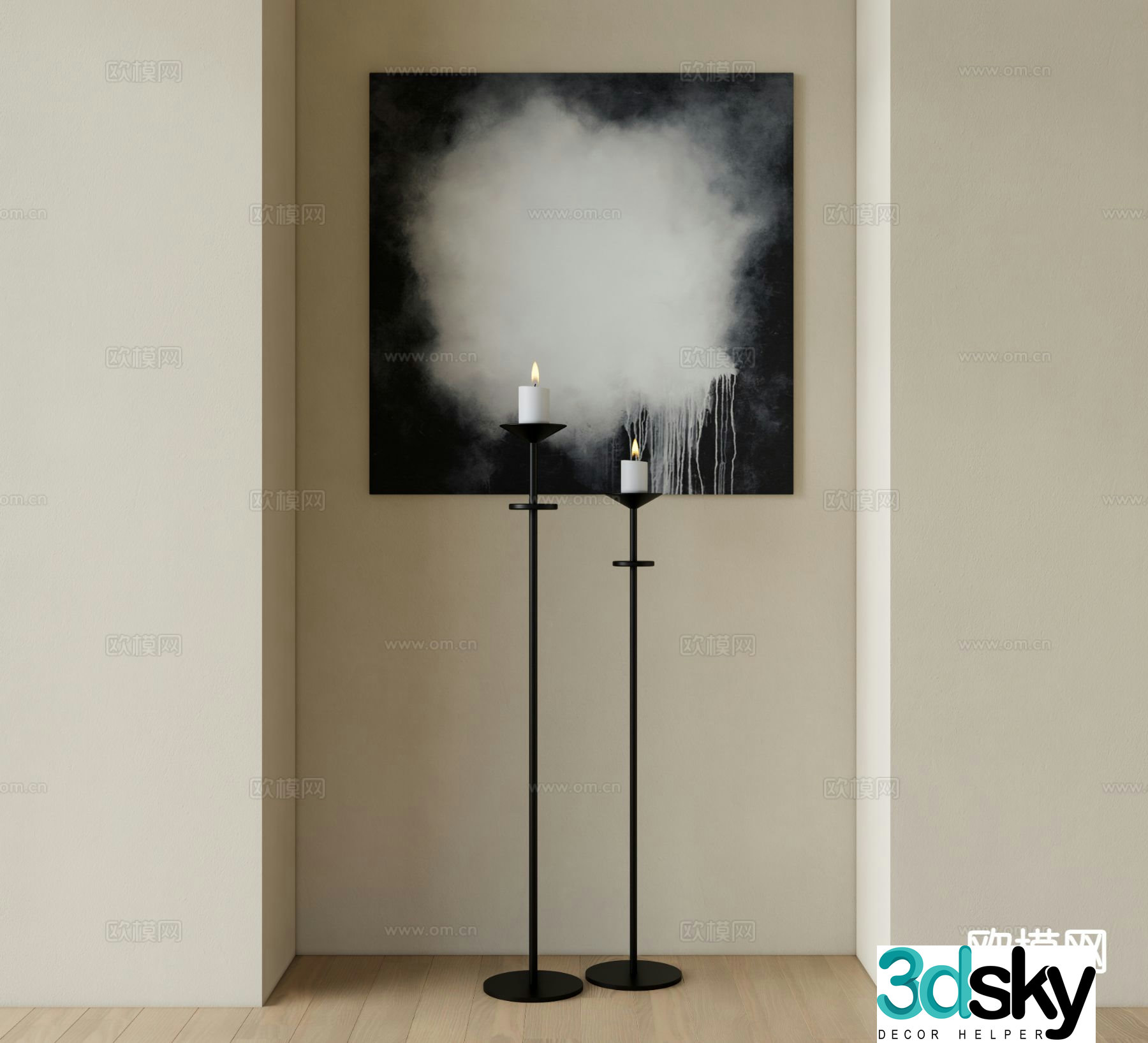 Modern candlestick lamp 3d model