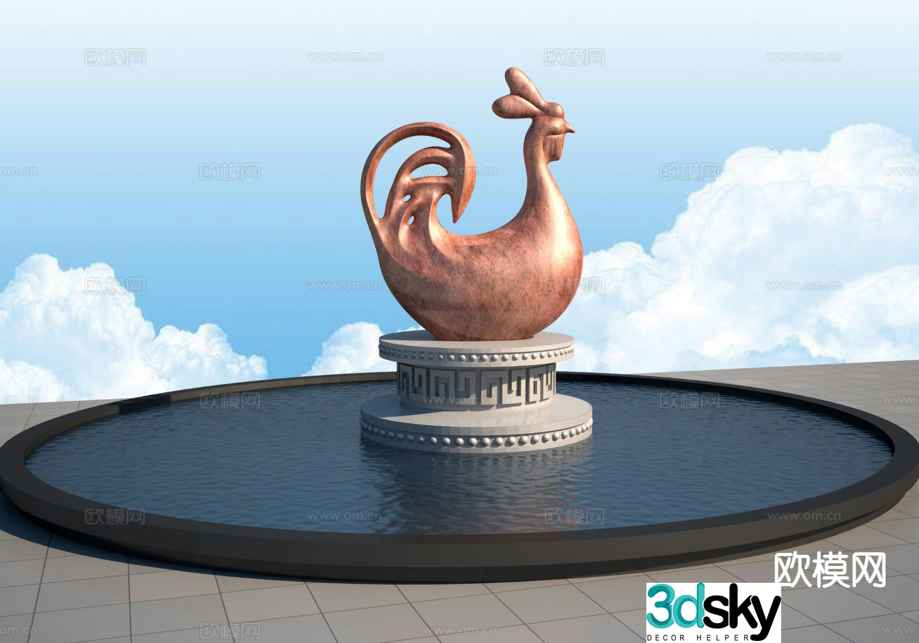 Zodiac sign chicken sculpture 3d model