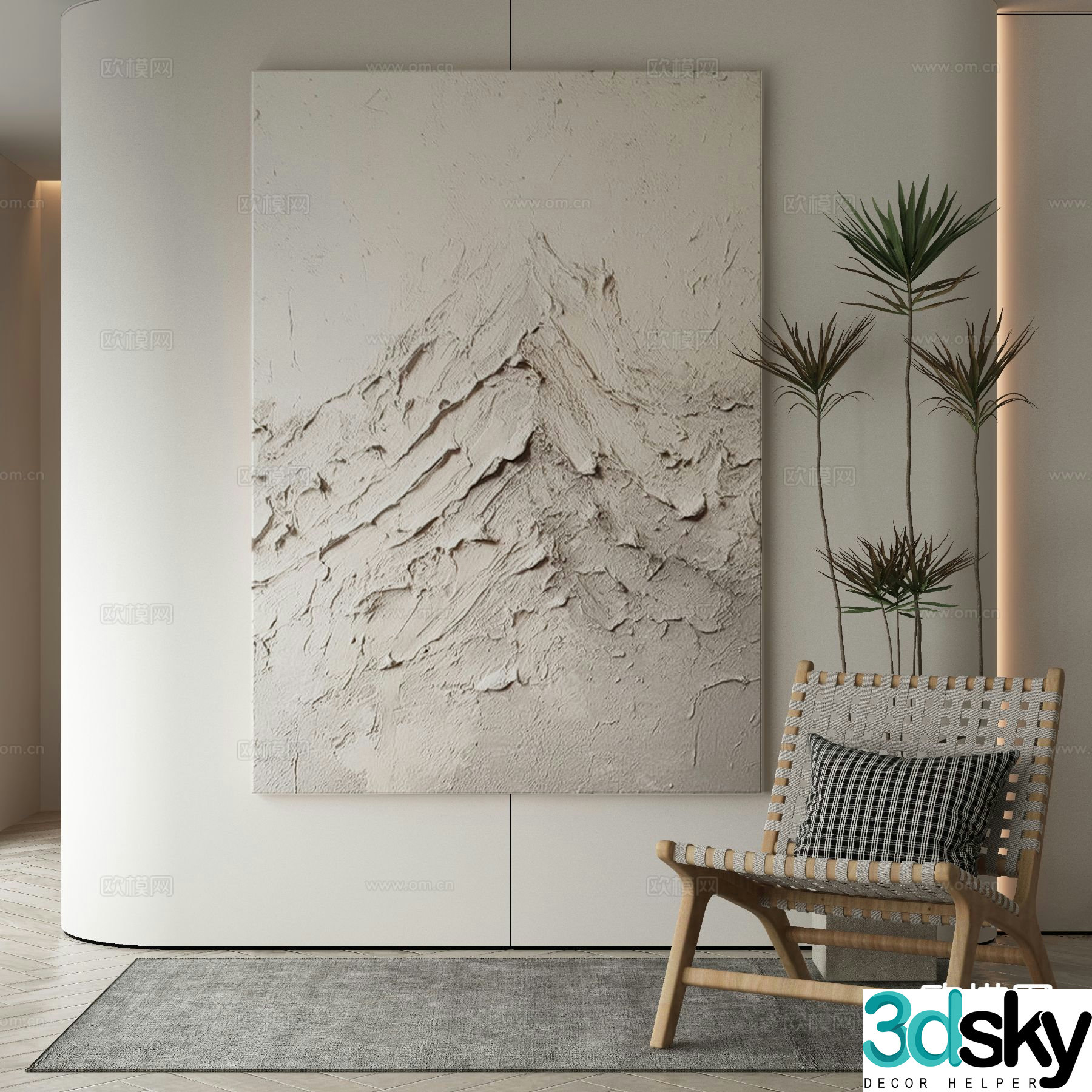 Modern art painting texture painting decorative painting 3d model