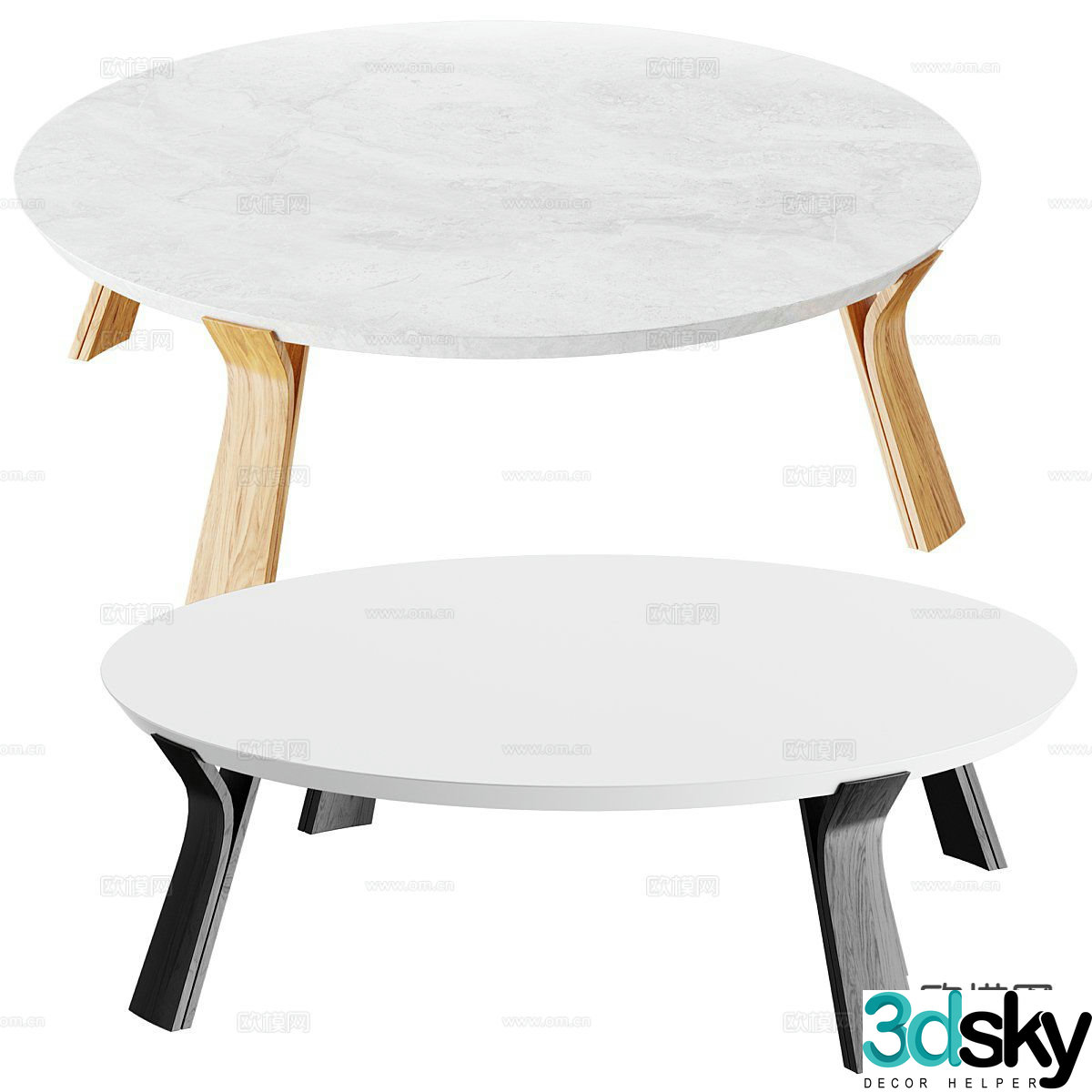 Nordic round coffee table 3d model