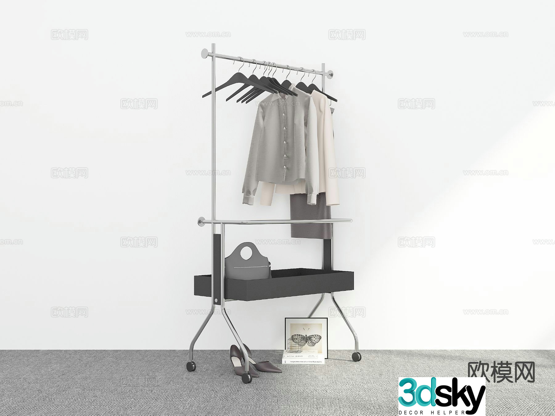 Mobile clothes hanger clothes hanger 3d model