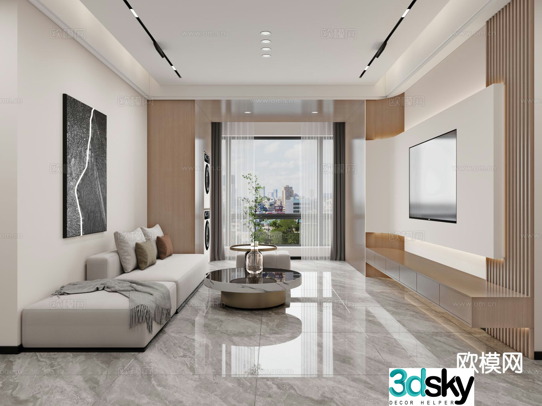 Modern minimalist living room 3d model