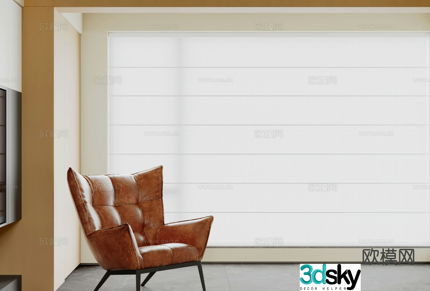 Modern curtains Venetian blinds 3d model