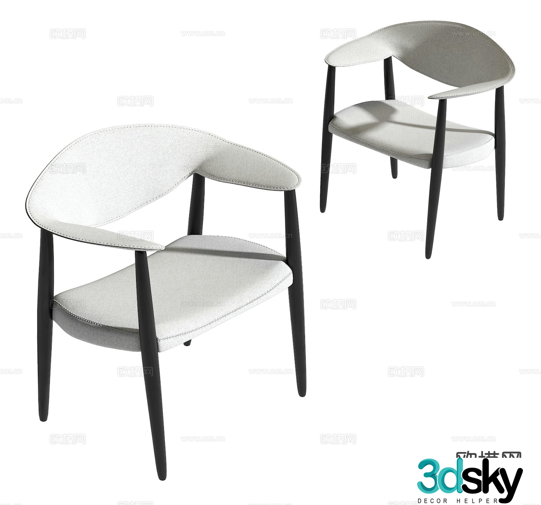 Modern chair dining chair single chair 3d model