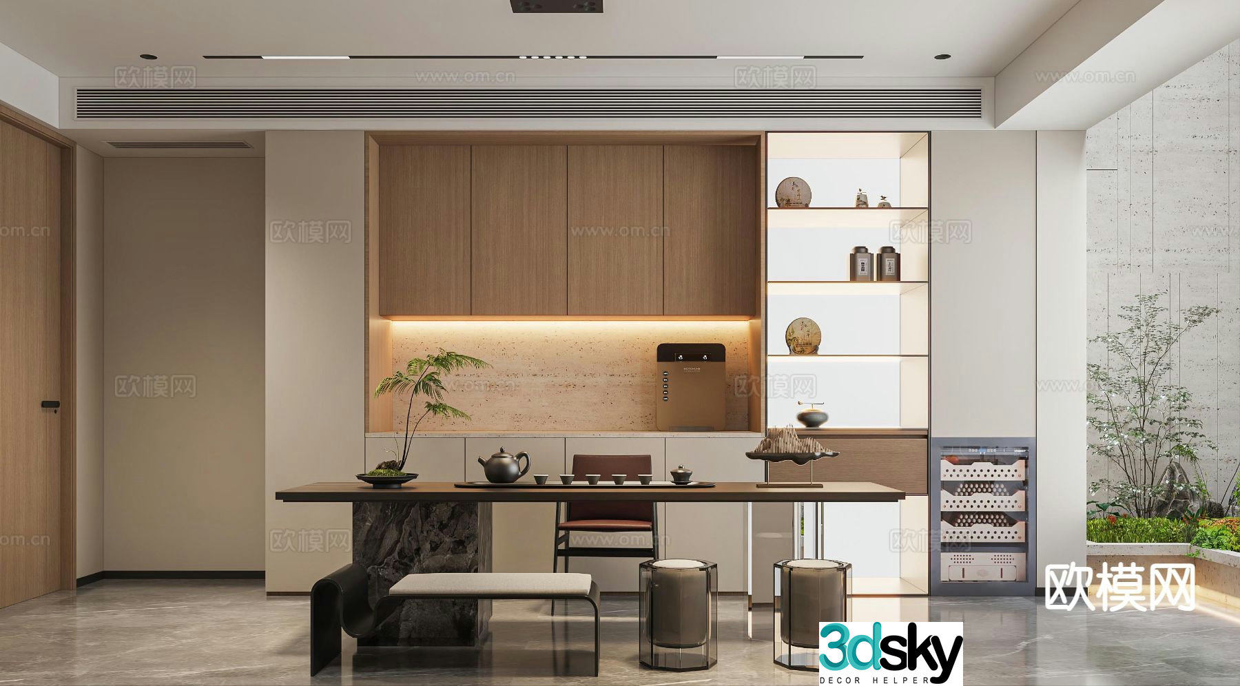 Modern tea room tea tasting area 3d model