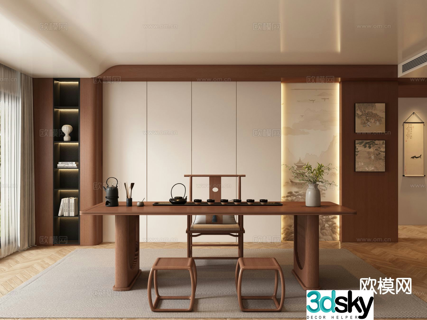 New Chinese tea room 3d model