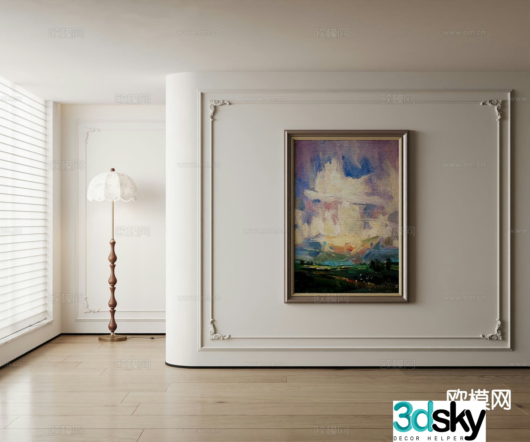 American decorative painting oil painting landscape painting 3d model