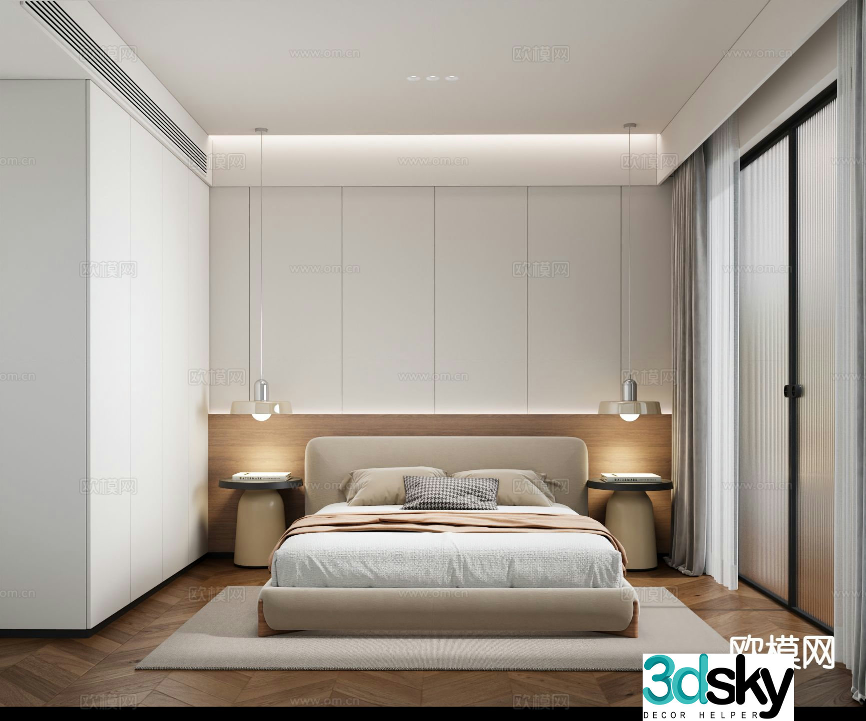Modern minimalist bedroom master bedroom 3d model