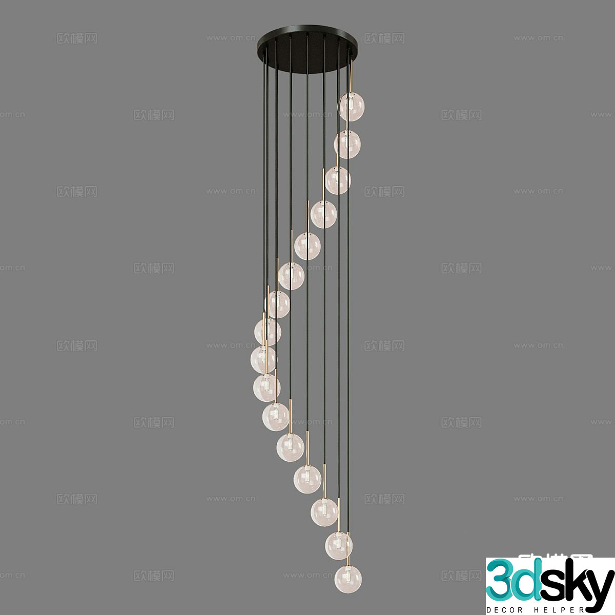 3d model of small ball chandelier