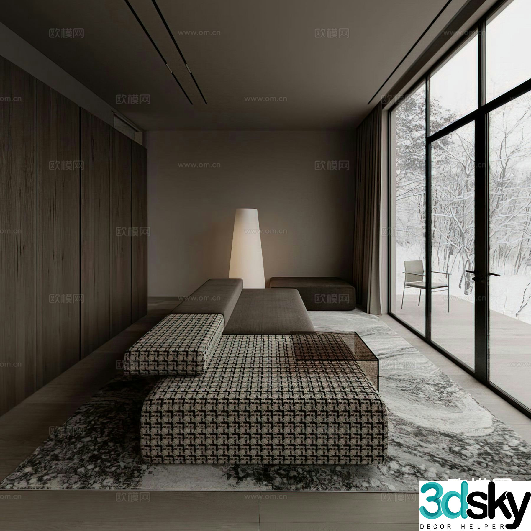 Modern villa leisure area living room 3d model