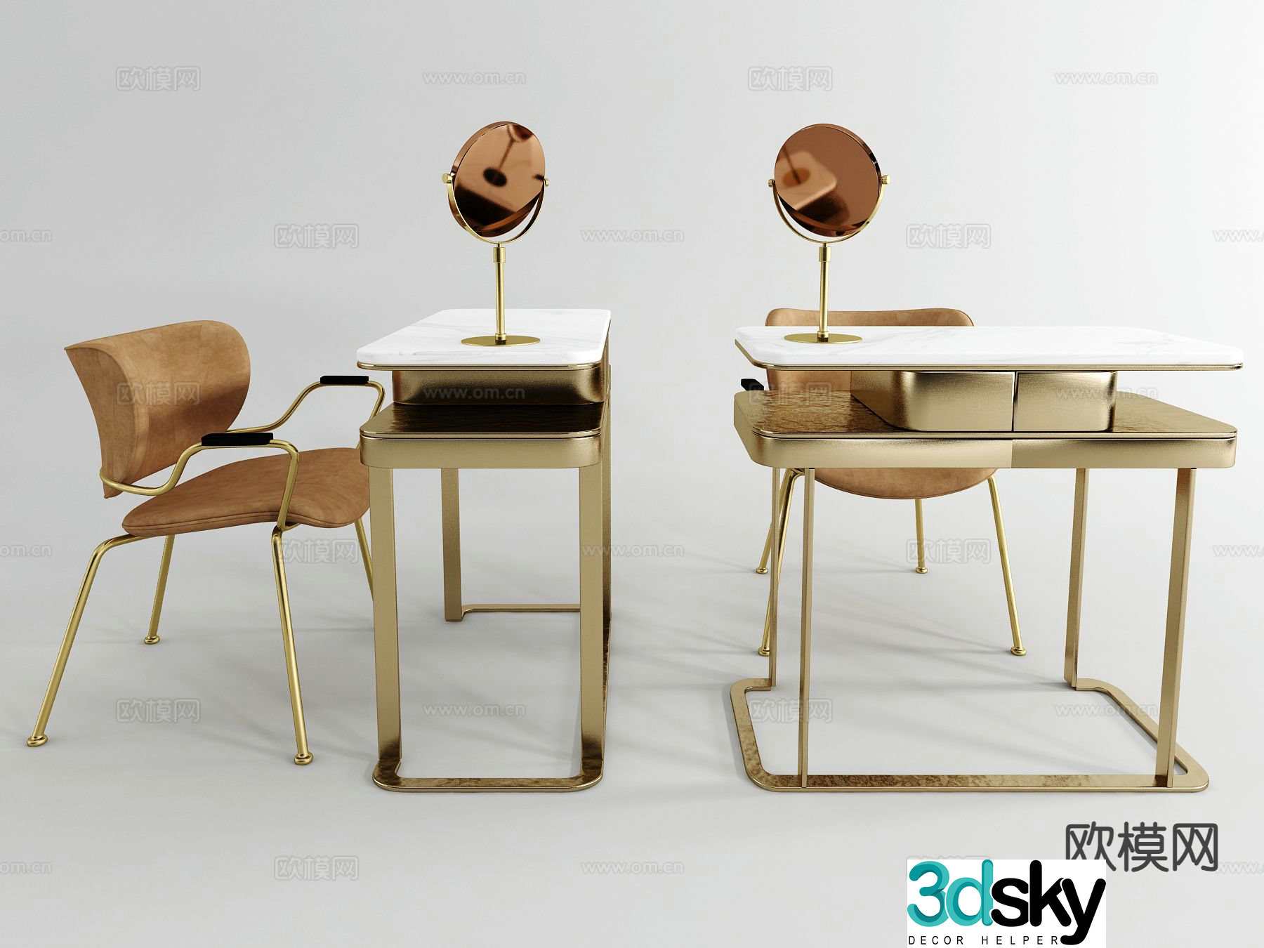 Modern manicure table and chairs beauty table 3d model