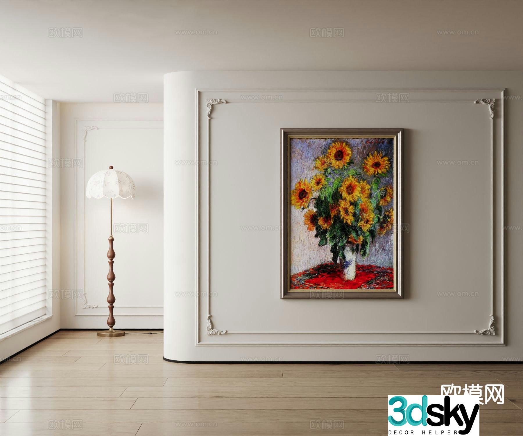 American decorative painting flower oil painting 3d model
