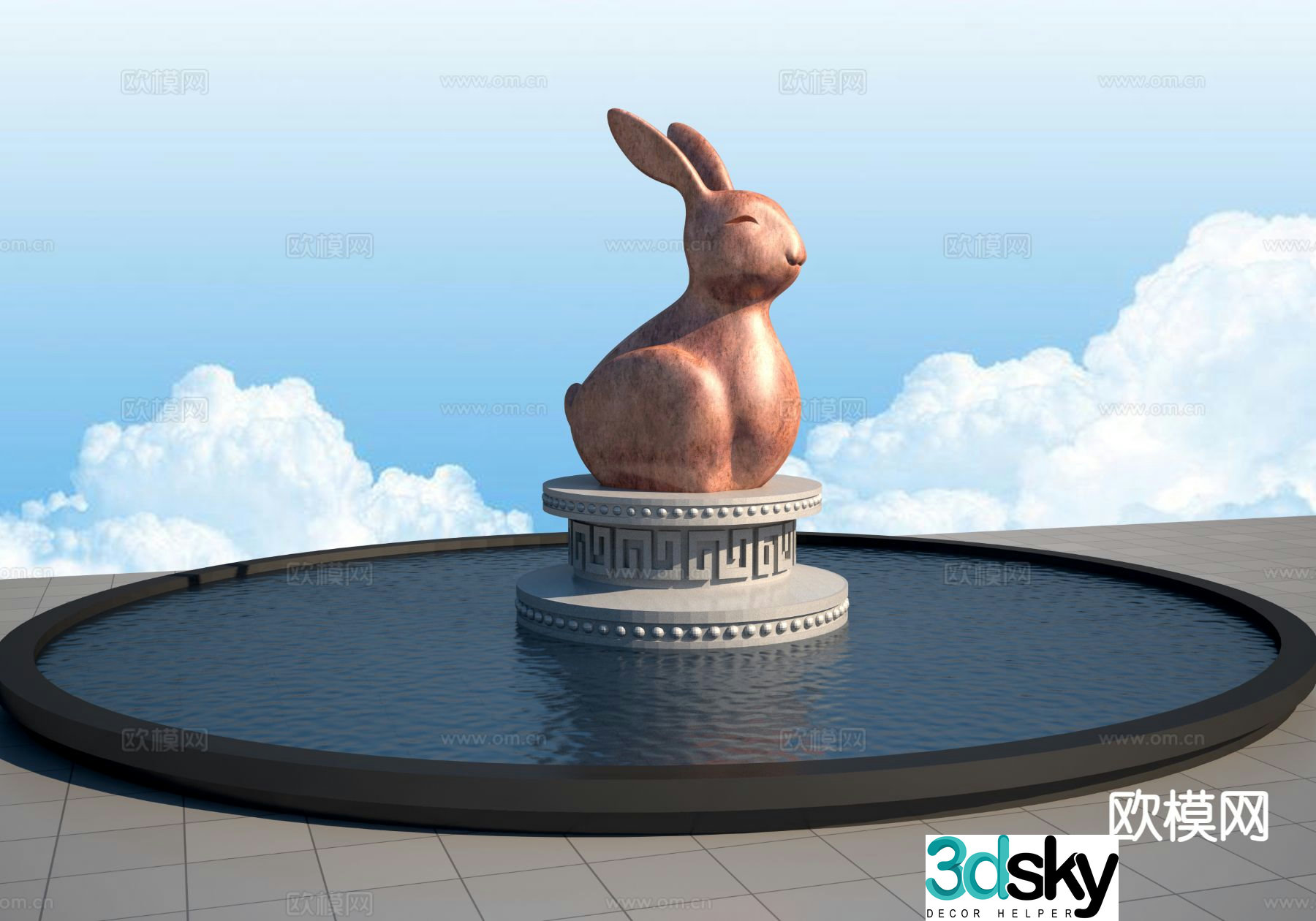 Zodiac rabbit sculpture 3d model