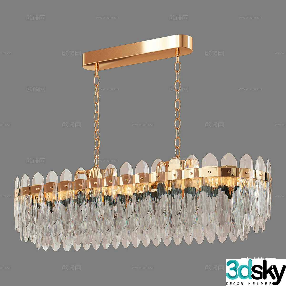 Light luxury crystal chandelier 3d model